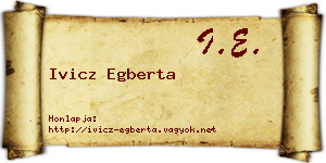 Ivicz Egberta névjegykártya
